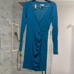 Cache Teal Long Sleeve Dress